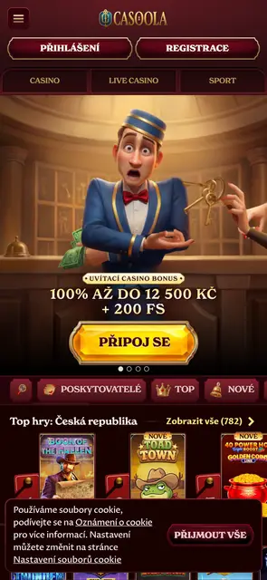 Casoola: úvodní stránka s uvítacím bonusem